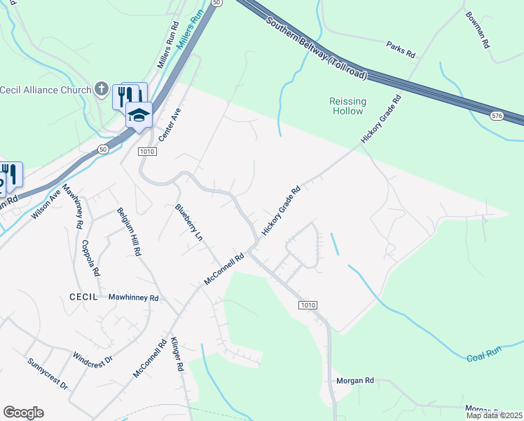 map of restaurants, bars, coffee shops, grocery stores, and more near 3 Hickory Grade Road in Cecil-Bishop