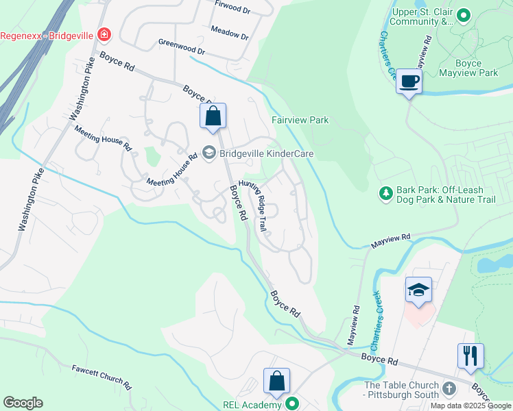 map of restaurants, bars, coffee shops, grocery stores, and more near 2523 Hunting Ridge Trail in Bridgeville