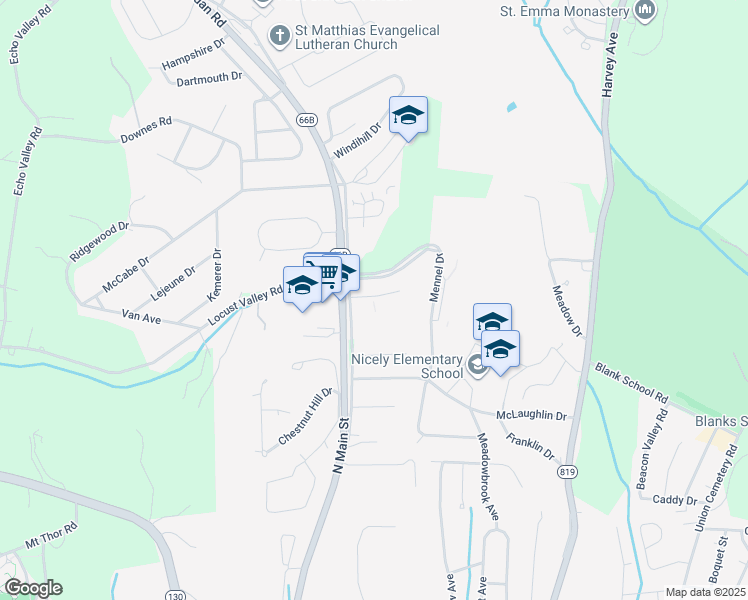 map of restaurants, bars, coffee shops, grocery stores, and more near 971 Old Salem Road in Greensburg
