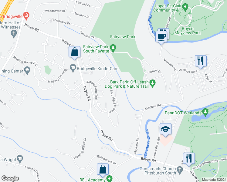 map of restaurants, bars, coffee shops, grocery stores, and more near 2457 Brook Ledge Road in Bridgeville