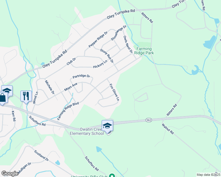 map of restaurants, bars, coffee shops, grocery stores, and more near 4910 Mayapple Lane in Reading
