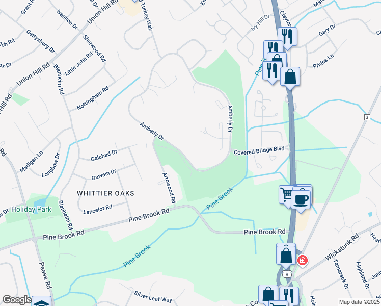 map of restaurants, bars, coffee shops, grocery stores, and more near 134 Amberly Drive in Manalapan Township