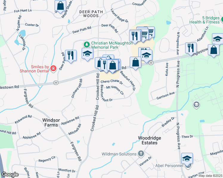 map of restaurants, bars, coffee shops, grocery stores, and more near 2017 Mount Vernon Circle in Harrisburg