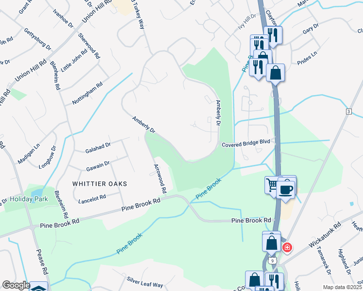 map of restaurants, bars, coffee shops, grocery stores, and more near 134 Amberly Drive in Manalapan Township