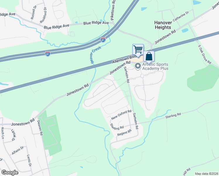 map of restaurants, bars, coffee shops, grocery stores, and more near 4 Meadow Run Place in Harrisburg