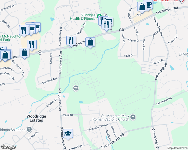 map of restaurants, bars, coffee shops, grocery stores, and more near 2615 Linglestown Rd in Harrisburg