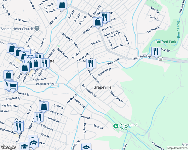 map of restaurants, bars, coffee shops, grocery stores, and more near in Westmoreland County