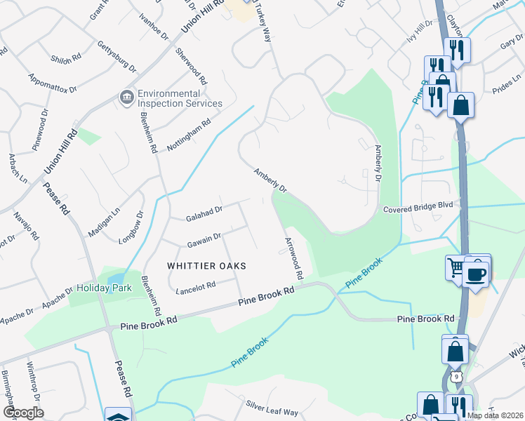 map of restaurants, bars, coffee shops, grocery stores, and more near 91 Arrowood Road in Englishtown