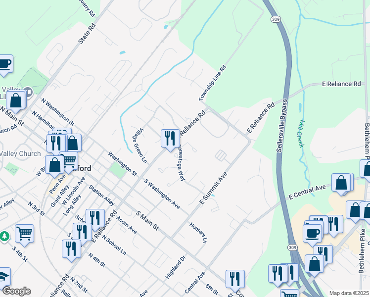 map of restaurants, bars, coffee shops, grocery stores, and more near 68 Reliance Court in Telford