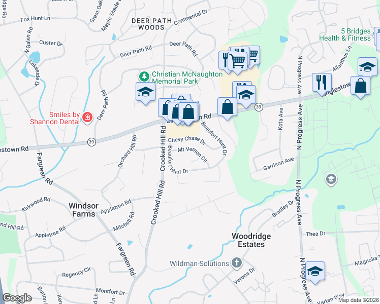 map of restaurants, bars, coffee shops, grocery stores, and more near 2021 Mount Vernon Circle in Harrisburg