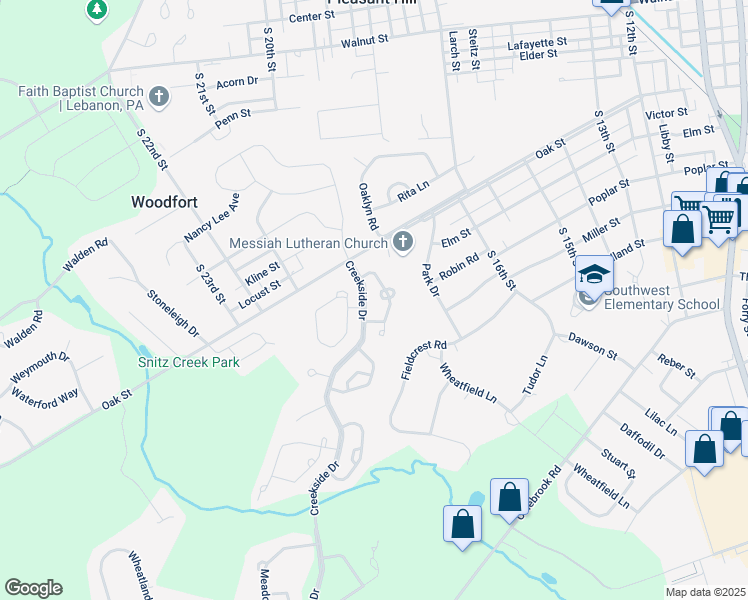 map of restaurants, bars, coffee shops, grocery stores, and more near 109 Farmstead Circle in Lebanon