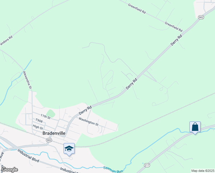 map of restaurants, bars, coffee shops, grocery stores, and more near 351 Elizabeth Way in Bradenville