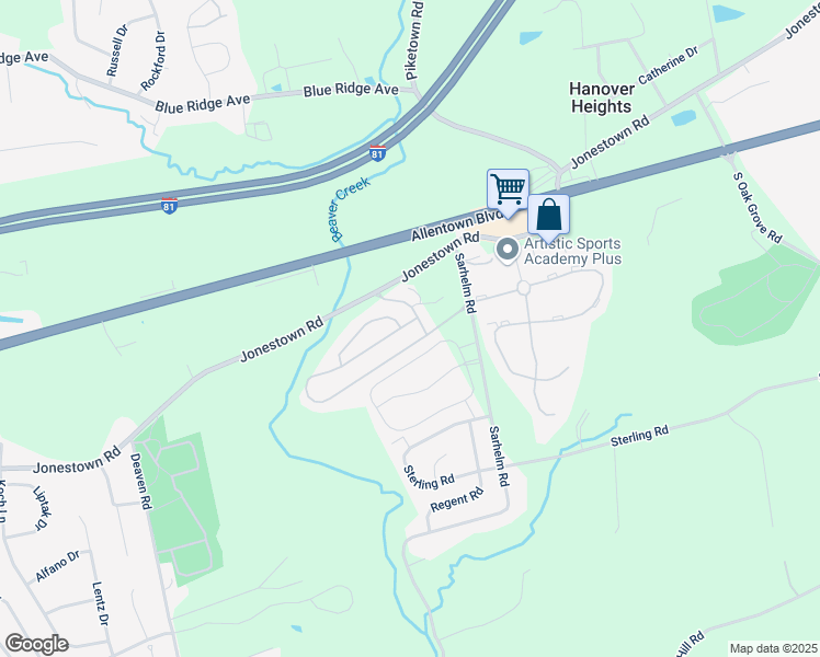 map of restaurants, bars, coffee shops, grocery stores, and more near 4 Meadow Run Place in Harrisburg