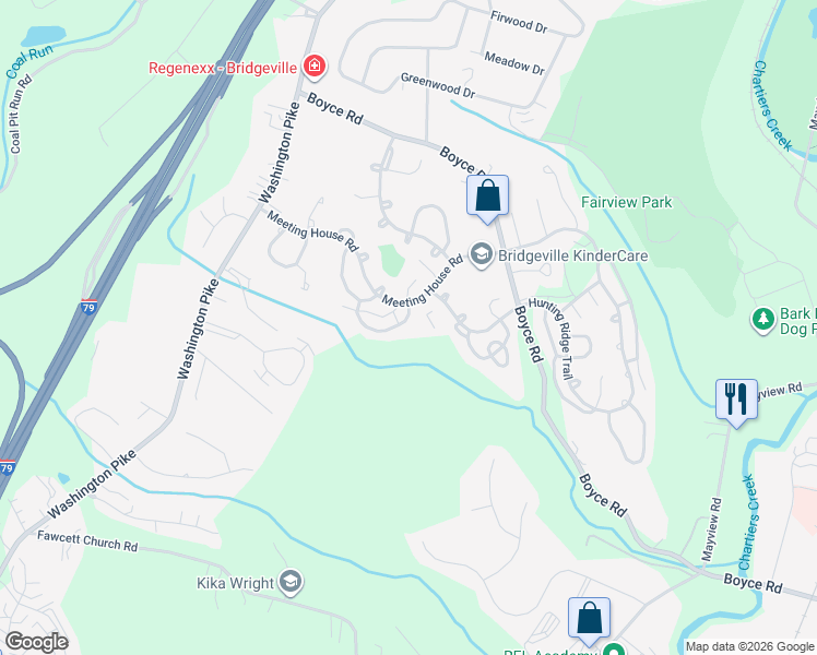 map of restaurants, bars, coffee shops, grocery stores, and more near 501 Meeting House Road in Bridgeville