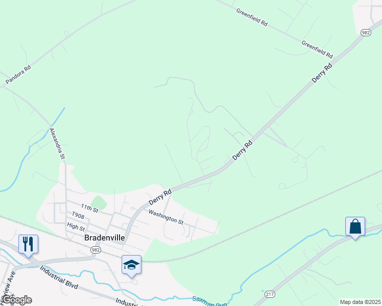 map of restaurants, bars, coffee shops, grocery stores, and more near 351 Elizabeth Way in Bradenville