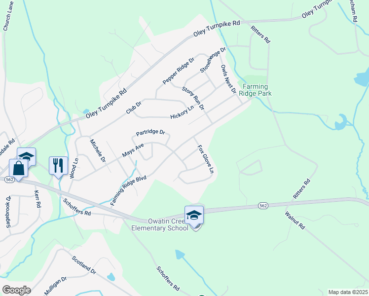 map of restaurants, bars, coffee shops, grocery stores, and more near 4901 Mayapple Lane in Reading