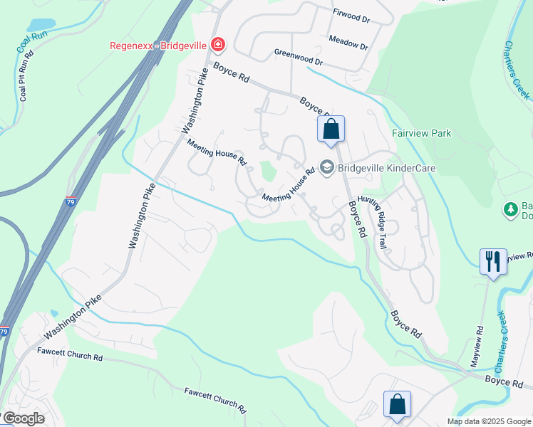 map of restaurants, bars, coffee shops, grocery stores, and more near 515 Hunters Path Road in Bridgeville