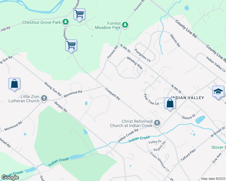 map of restaurants, bars, coffee shops, grocery stores, and more near 259 Country Club Drive in Telford