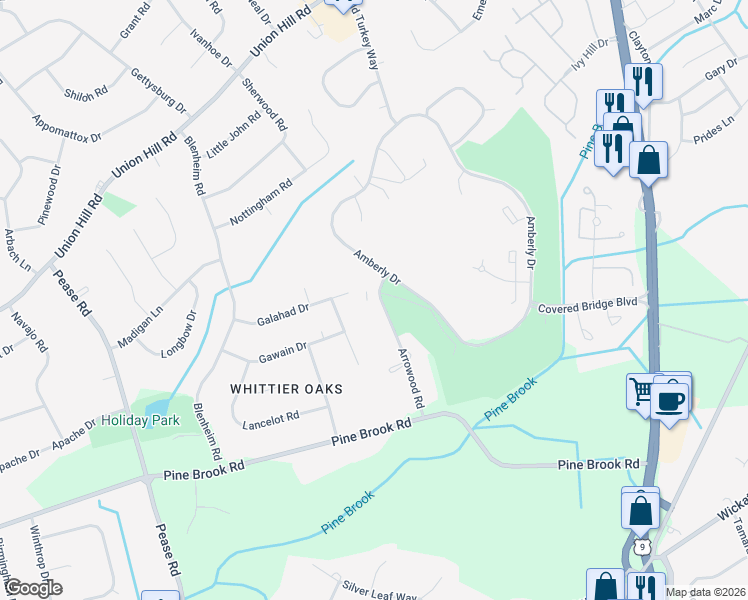 map of restaurants, bars, coffee shops, grocery stores, and more near 93 Arrowood Road in Manalapan Township