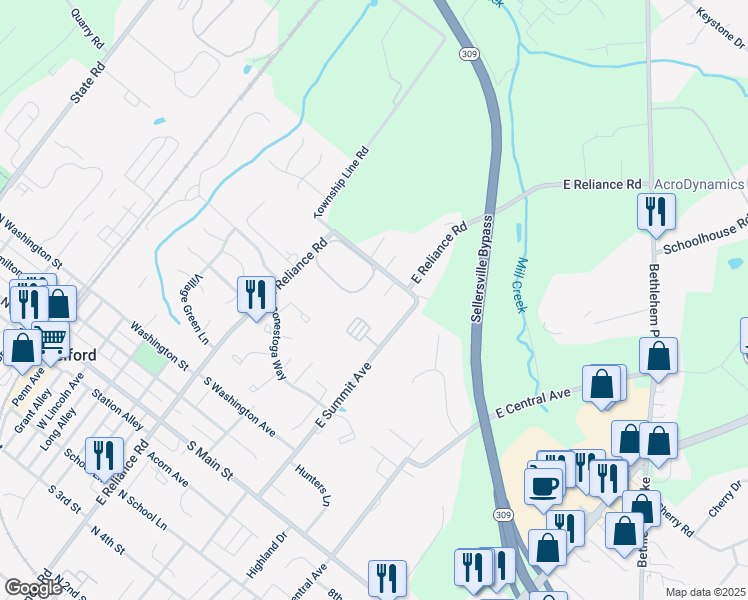 map of restaurants, bars, coffee shops, grocery stores, and more near 17 Joelle Way in Telford
