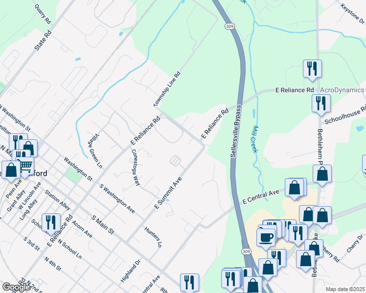 map of restaurants, bars, coffee shops, grocery stores, and more near 17 Joelle Way in Telford