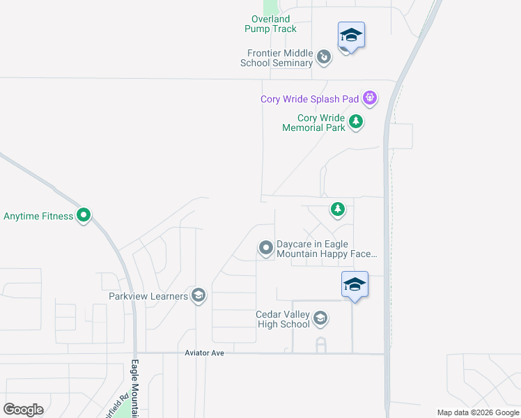 map of restaurants, bars, coffee shops, grocery stores, and more near Pony Express Parkway in Eagle Mountain