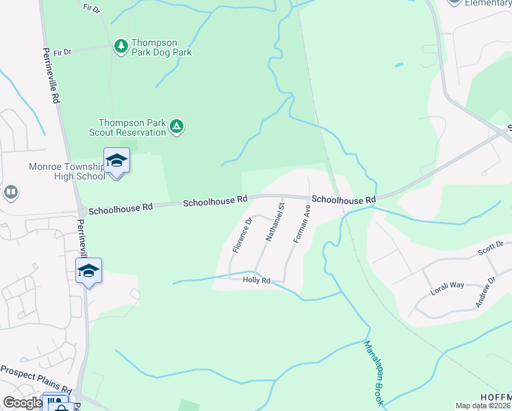map of restaurants, bars, coffee shops, grocery stores, and more near 302 Schoolhouse Road in Monroe Township