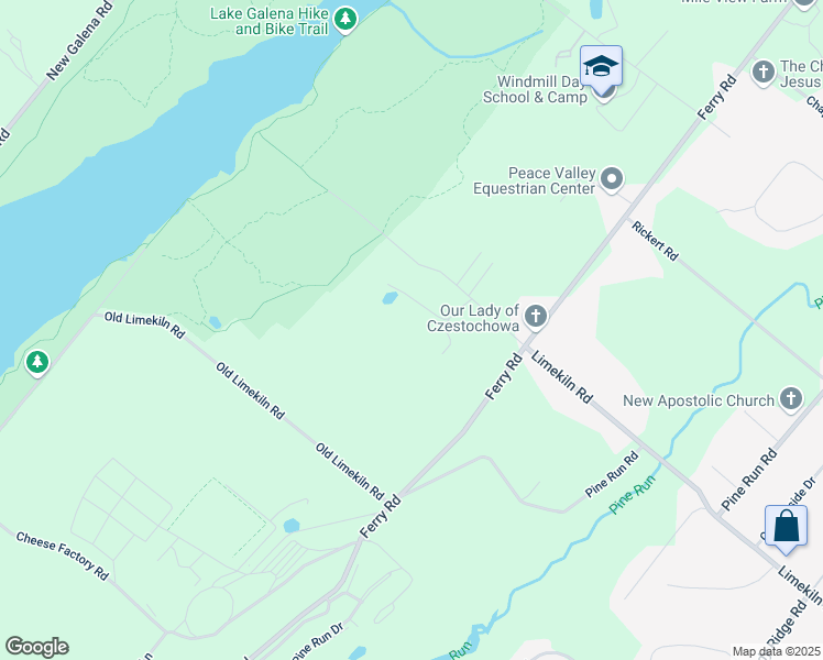map of restaurants, bars, coffee shops, grocery stores, and more near 48 Limekiln Road in Doylestown