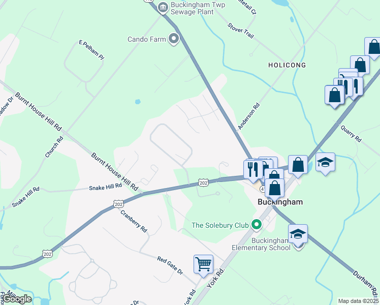 map of restaurants, bars, coffee shops, grocery stores, and more near 2764 East Fox Chase Circle in Doylestown