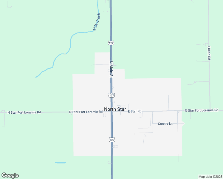 map of restaurants, bars, coffee shops, grocery stores, and more near U.S. 127 in North Star