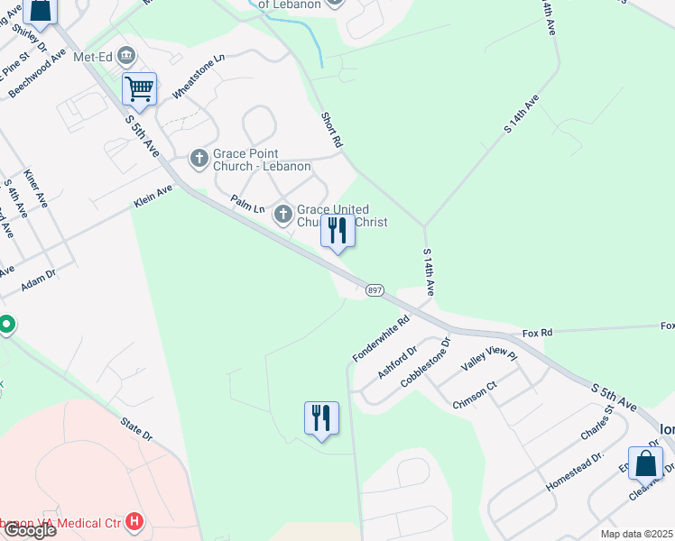 map of restaurants, bars, coffee shops, grocery stores, and more near 1215 South 5th Avenue in Lebanon