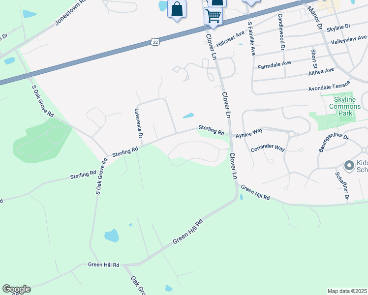 map of restaurants, bars, coffee shops, grocery stores, and more near 7319 Main Street in Harrisburg