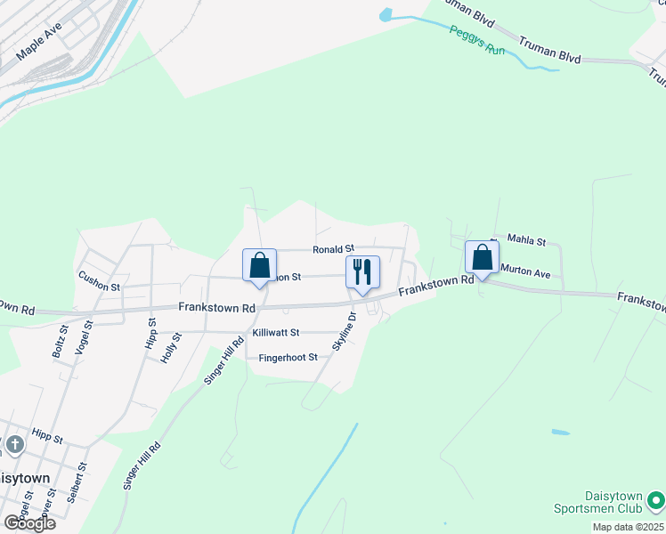 map of restaurants, bars, coffee shops, grocery stores, and more near 101-127 Skyline Dr in Johnstown