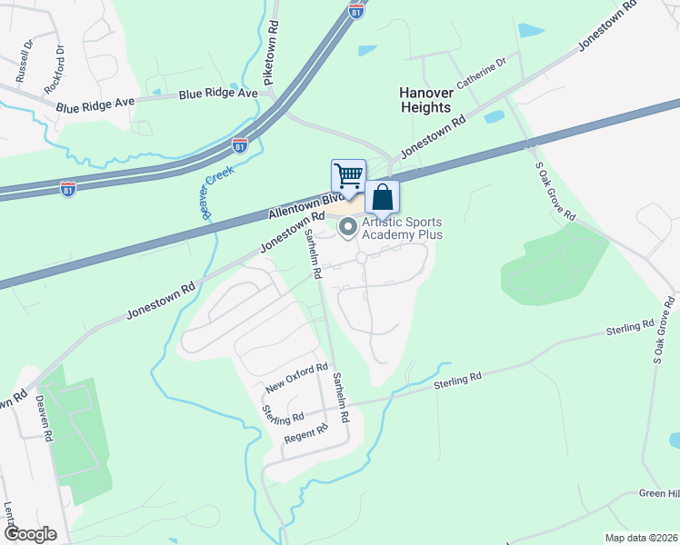 map of restaurants, bars, coffee shops, grocery stores, and more near 119 Buckley Drive in Harrisburg