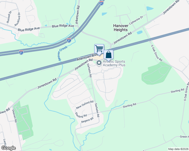 map of restaurants, bars, coffee shops, grocery stores, and more near 121 Buckley Drive in Dauphin County
