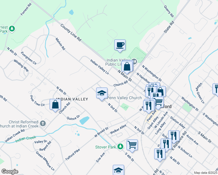 map of restaurants, bars, coffee shops, grocery stores, and more near 20 Church Road in Telford