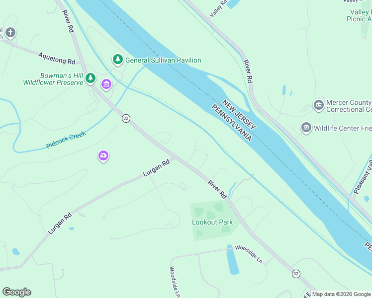 map of restaurants, bars, coffee shops, grocery stores, and more near 1596 River Road in New Hope