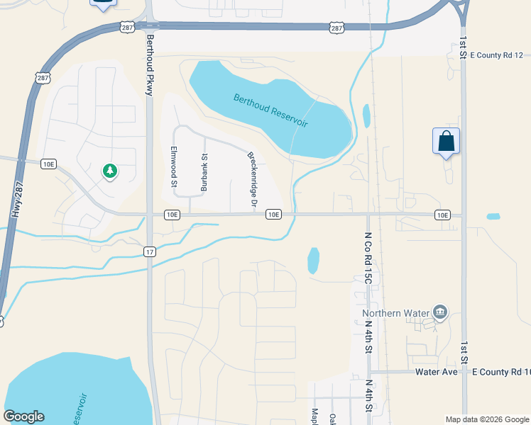 map of restaurants, bars, coffee shops, grocery stores, and more near 712 West 10e in Berthoud