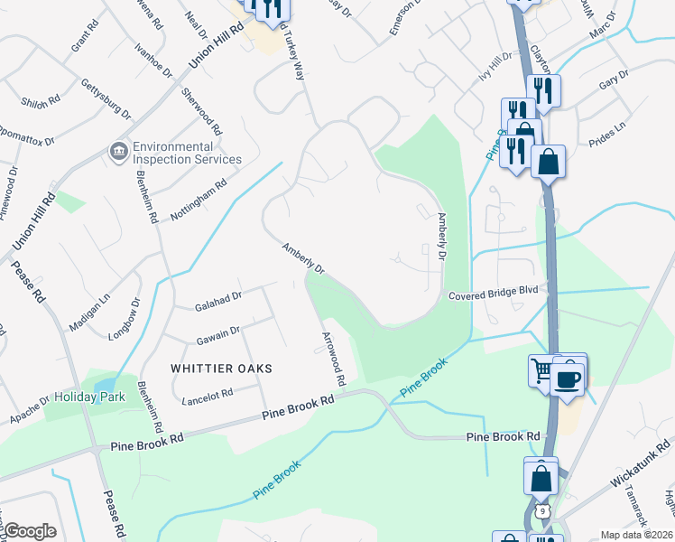 map of restaurants, bars, coffee shops, grocery stores, and more near 127 Amberly Drive in Manalapan Township