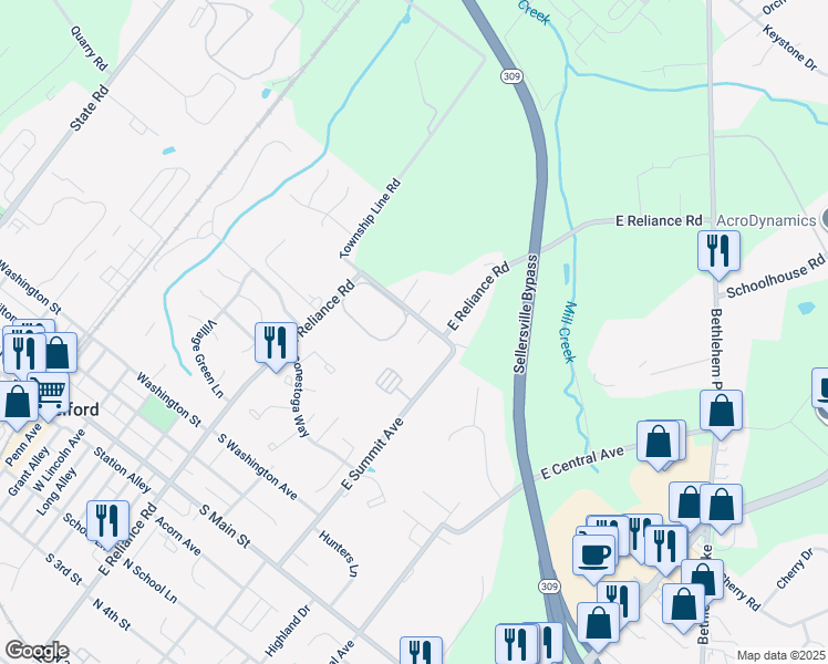 map of restaurants, bars, coffee shops, grocery stores, and more near 5 Joelle Way in Telford