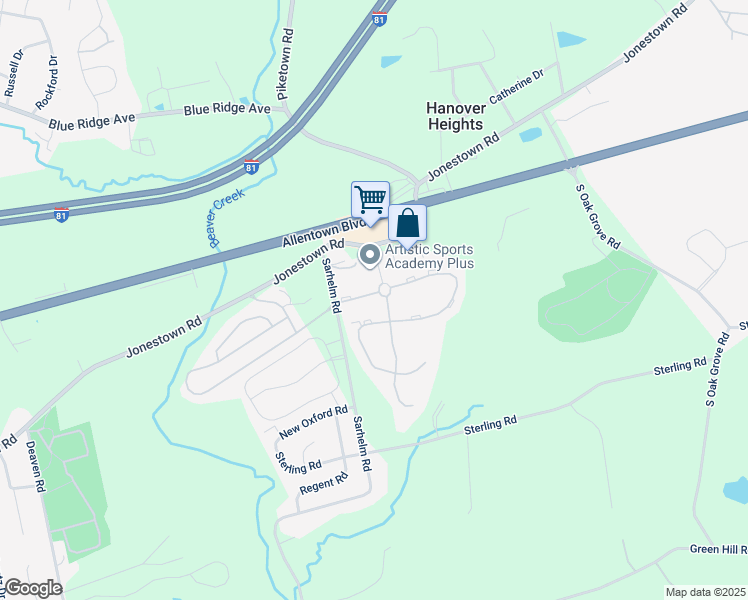 map of restaurants, bars, coffee shops, grocery stores, and more near 132 Buckley Drive in Harrisburg