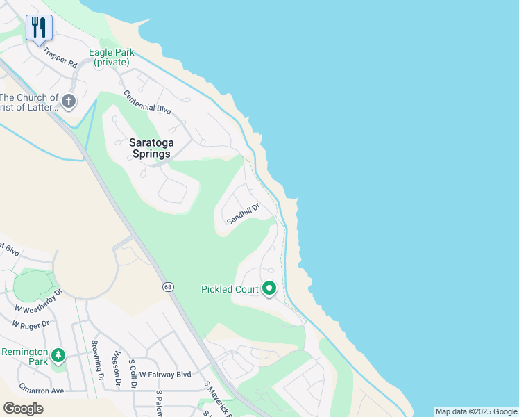 map of restaurants, bars, coffee shops, grocery stores, and more near 1907 Centennial Boulevard in Saratoga Springs