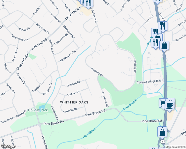 map of restaurants, bars, coffee shops, grocery stores, and more near 90 Arrowood Road in Manalapan Township