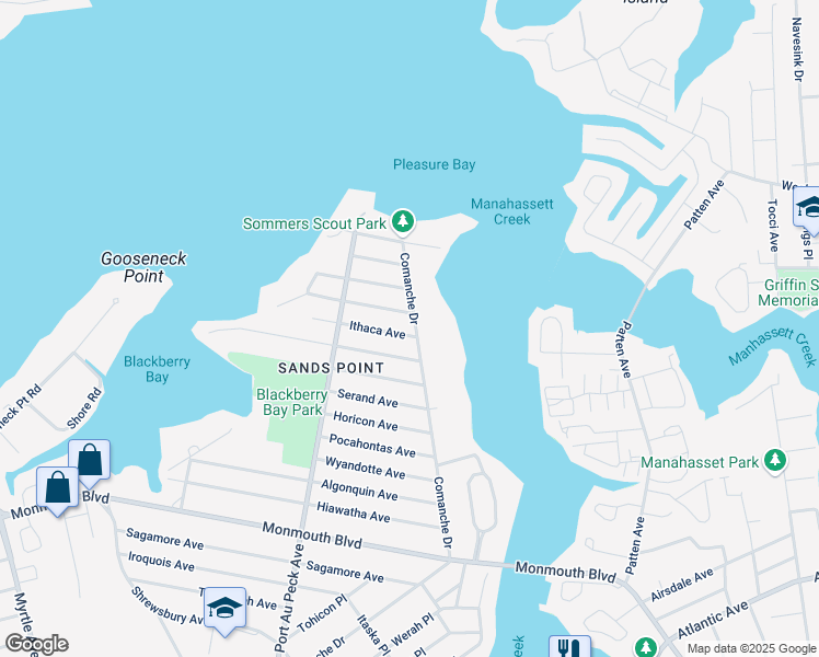 map of restaurants, bars, coffee shops, grocery stores, and more near 200 Comanche Drive in Oceanport