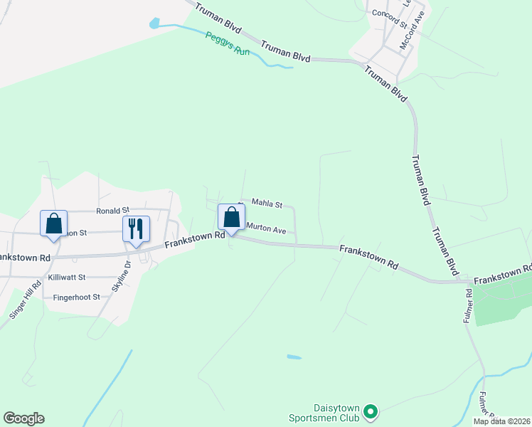 map of restaurants, bars, coffee shops, grocery stores, and more near 1400-1498 Mahla Street in Johnstown