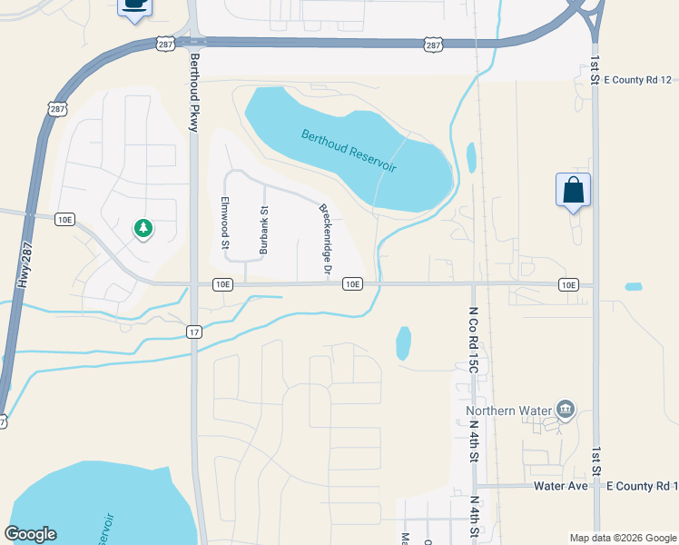 map of restaurants, bars, coffee shops, grocery stores, and more near 712 West 10e in Berthoud