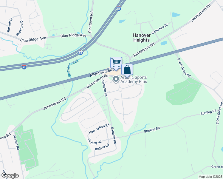 map of restaurants, bars, coffee shops, grocery stores, and more near 117 Buckley Drive in Harrisburg