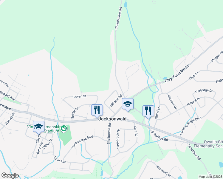 map of restaurants, bars, coffee shops, grocery stores, and more near 311 Blackwood Drive in Reading