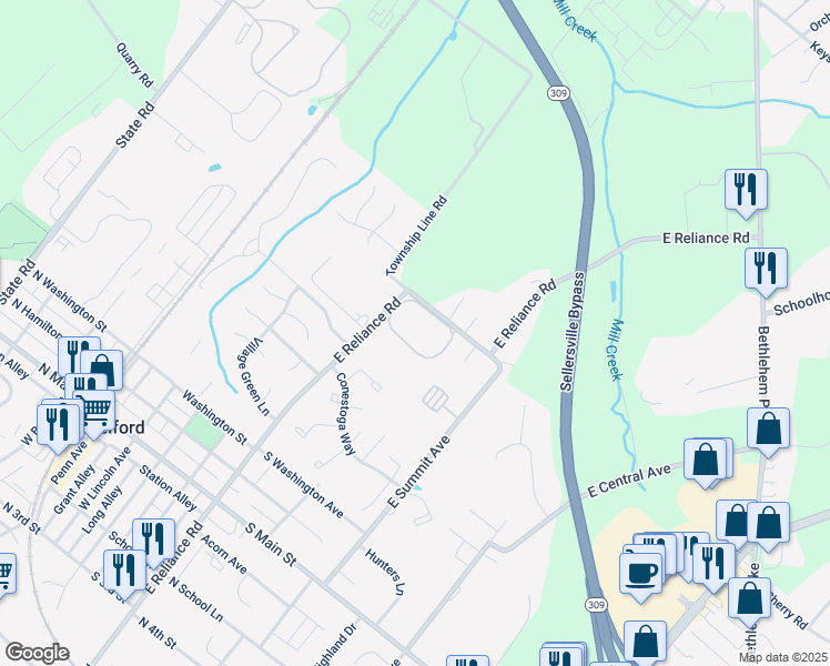 map of restaurants, bars, coffee shops, grocery stores, and more near 23 Centennial Road in Telford