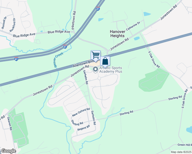 map of restaurants, bars, coffee shops, grocery stores, and more near 135 Buckley Drive in Harrisburg
